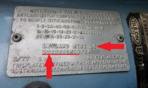 Leyland Mini 998 LS chassis plate chassis number VIN.jpg