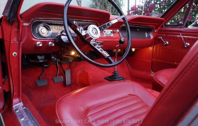 1964.5 Ford Mustang convertible Rangoon Red for sale USA LA interior (14).jpg