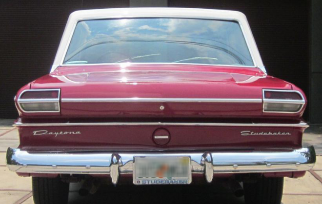 1965 STudebaker Red Sports Sedan rear image.png