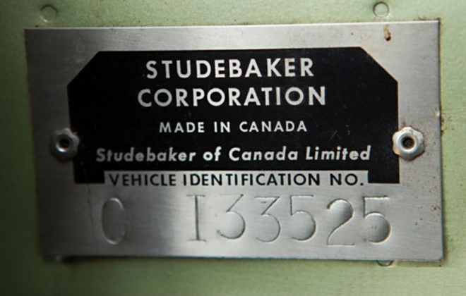 1966 Studebaker Daytona Sport Sedan 6 cylinder VIN plate chassis number.png