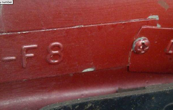 1966 Studebaker Daytona Sport Sedan V8 red white roof (2) VIN plate chassis numbers.png
