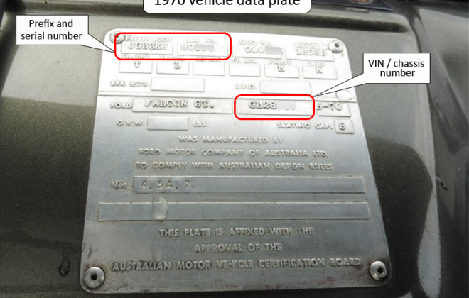 1970 XW Falcon GT vehicle ID data plate image Serial number.png