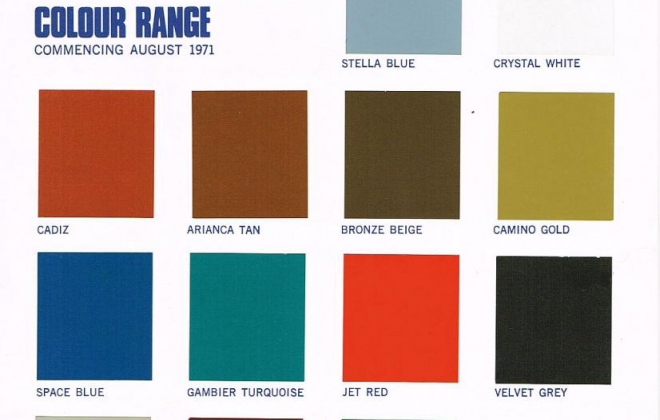 1971 Leyland Mini Clubman GT Australia paint colours chart.png