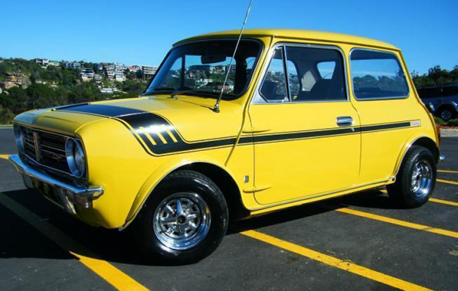 Australian Leyland Mini Clubman Bold as Brass yellow paint (1).png