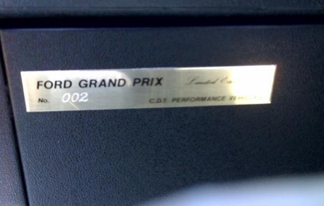 CDT build number plate Ford XE Grand Prix Dick Johnson.jpg
