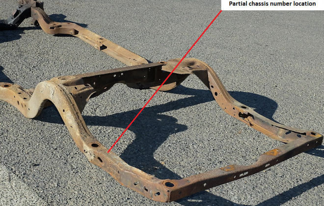 Chassis number partial stamping 1966 Pontiav GTO chassis.png