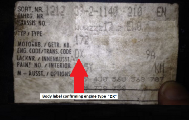 Engine type DX Golf GTI MK1 body label sticker.png