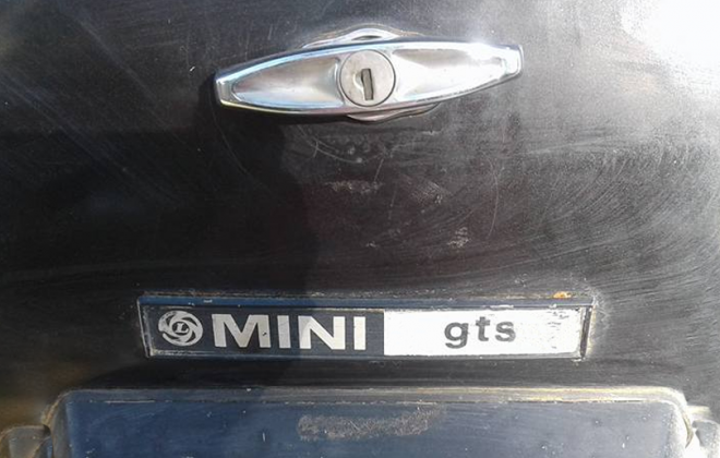 Leyland Mini GTS south africa GTS rear badge boot.png