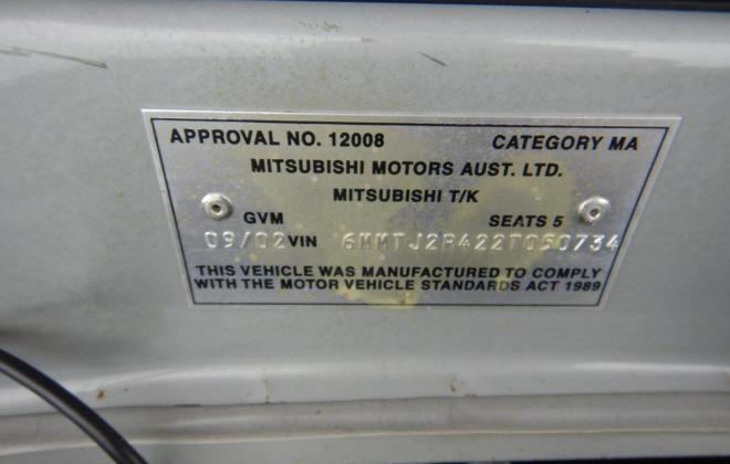 Mitsubishi Magna Ralliart build number and VIN plate (3).jpg