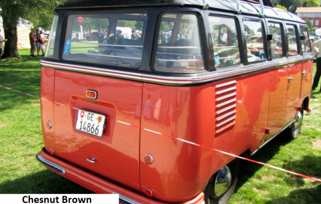 Rear samba bus 1954 microbus VW 1 Chesnut Brown (Code L73) over Sealing Wax Red (Code L53).png