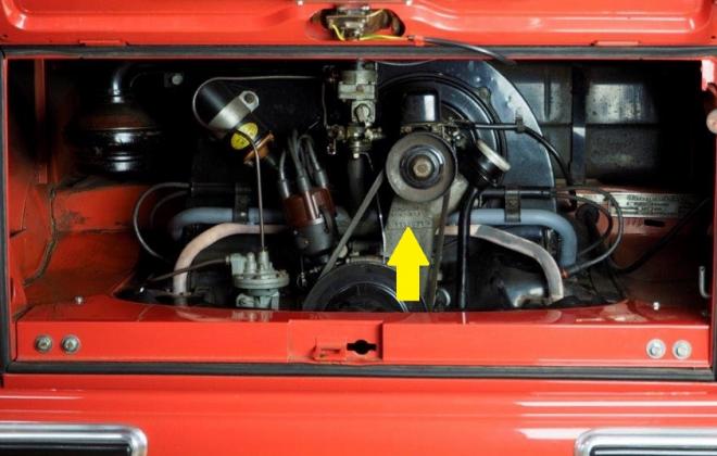 Volkswagen Deluxe Microbus engine number locatoin engine bay 1955.jpg